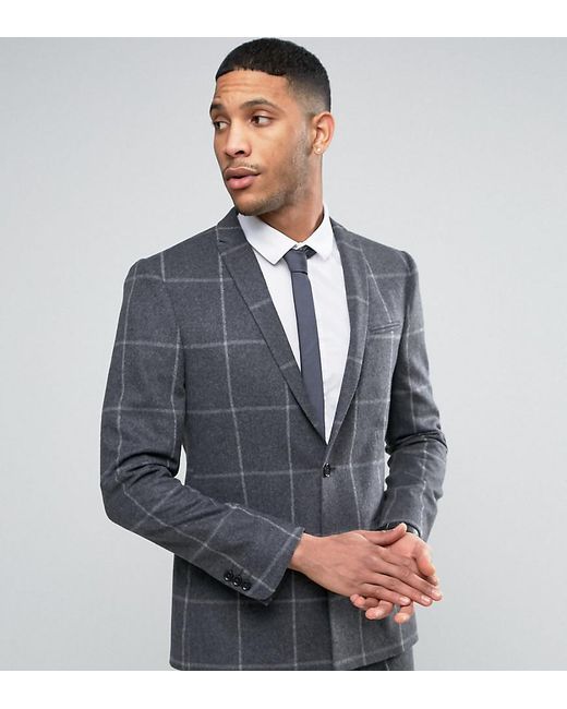 Noak Slim Suit Jacket With Square Hem in Gray for Men | Lyst