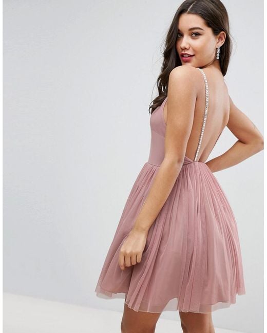 Lyst Asos Embellished Strap Mini Tulle Dress In Pink Asos Pink Embellished Strap Mini Tulle Dress Lyst