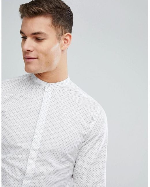 white slim shirt men