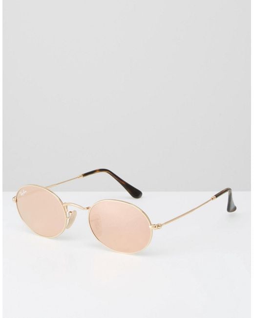 Ray-ban Oval Flat Lens Sunglasses With Pink Flash Lens in