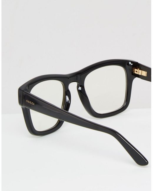 Gucci Square Glasses With Clear Lens in Black for Men | Lyst