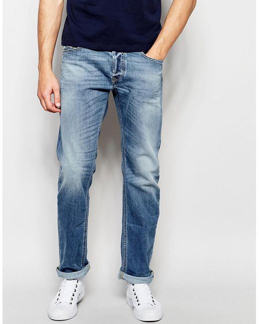 Diesel Jeans Waykee 842h Loose Straight Fit Stretch Light Wash in Blue ...
