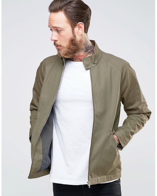Download Asos Harrington Jacket With Funnel Neck In Stone in Gray ...