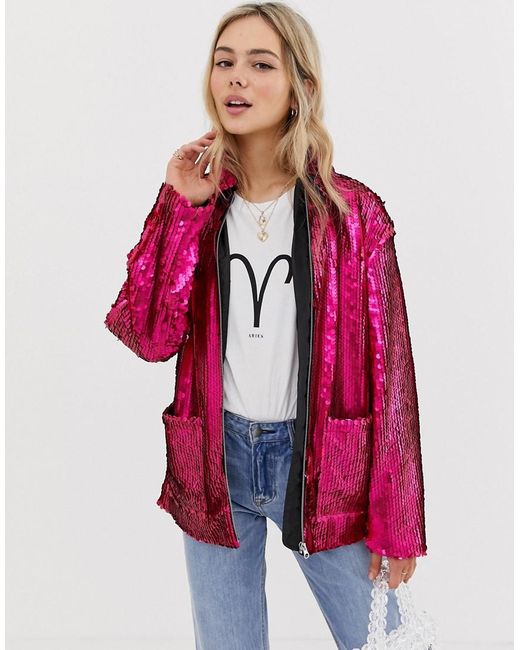 pink sequin suit jacket