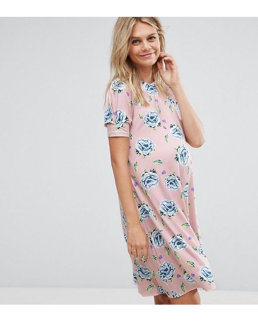 Asos Swing Dress With Puff Sleeve In Pretty Floral - Save 22% | Lyst