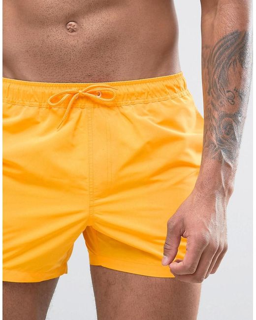 Asos Swim Shorts In Yellow Short Length in Yellow for Men | Lyst
