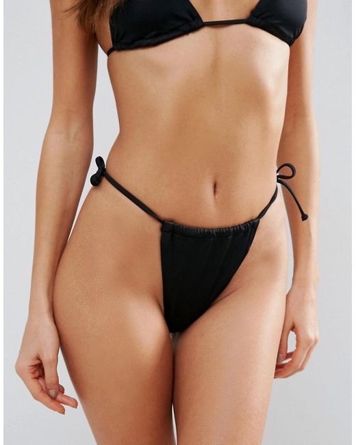 Missguided High Leg String Bikini Bottom in Black Lyst