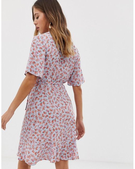 Grey Floral Print Slinky Stretch Maxi Dress With Wrap Front plus size 16 to 36