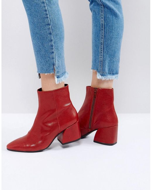 Lyst - Vagabond Olivia Cherry Red Leather Ankle Boots in Red