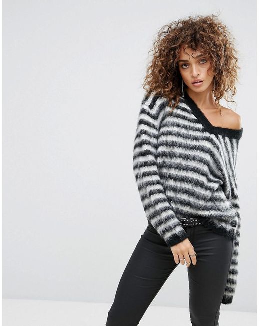 Lyst - Replay Stripey Mohair Knit Jumper