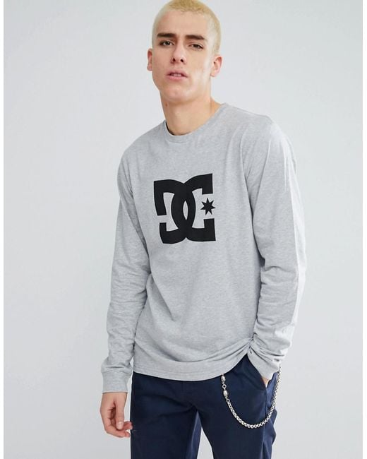 Lyst - Dc shoes Long Sleeve T-shirt With Star Logo In Grey in Gray for Men