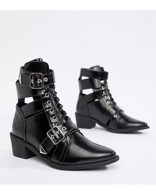 lace up pointed ankle boots