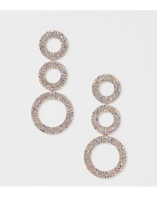 True Decadence Exclusive Gold Crystal Circle Drop Earrings in Metallic ...