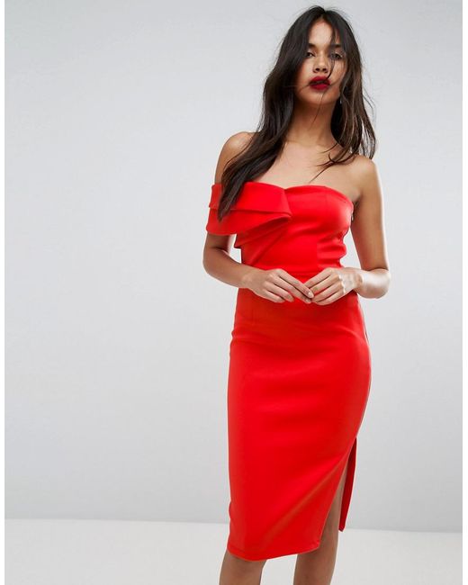 Red Bodycon Midi Dress