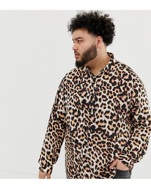 Asos Plus Regular Fit Leopard Print Shirt In Brown For Men Lyst Asos Brown Plus Regular Fit Leopard Print Shirt For Men Lyst