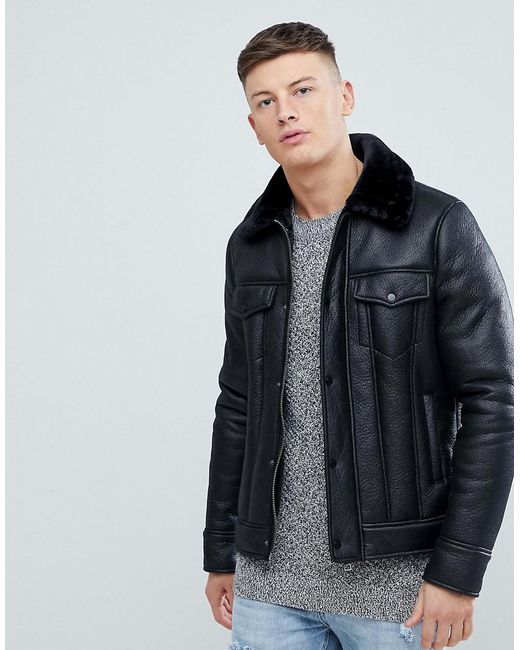 New Look Faux Suede Aviator Jacket In Black For Men Lyst New Look Faux Suede Aviator Jacket In Black For Men Lyst