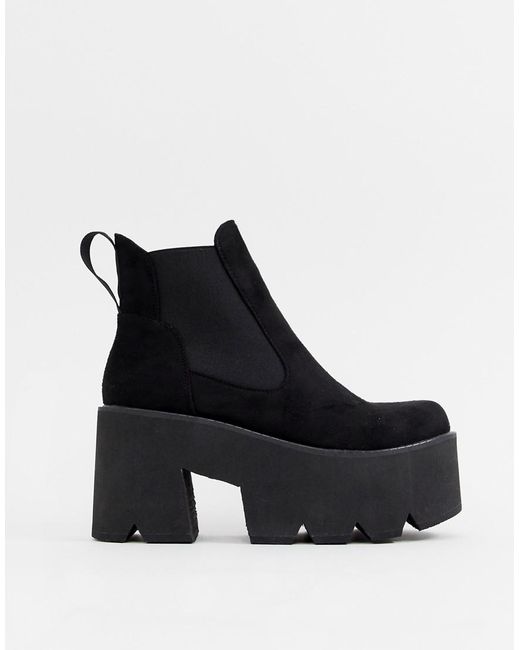 lamoda black chunky platform chelsea boots