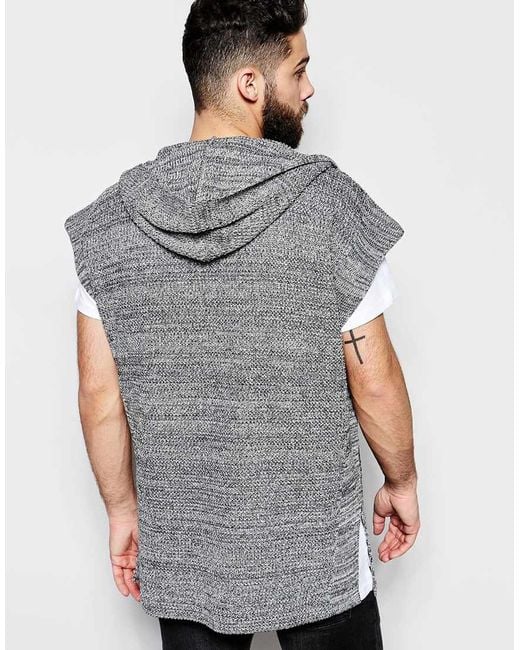 Asos Sleeveless Hooded Cardigan in Gray for Men (Greytwist) Save 47