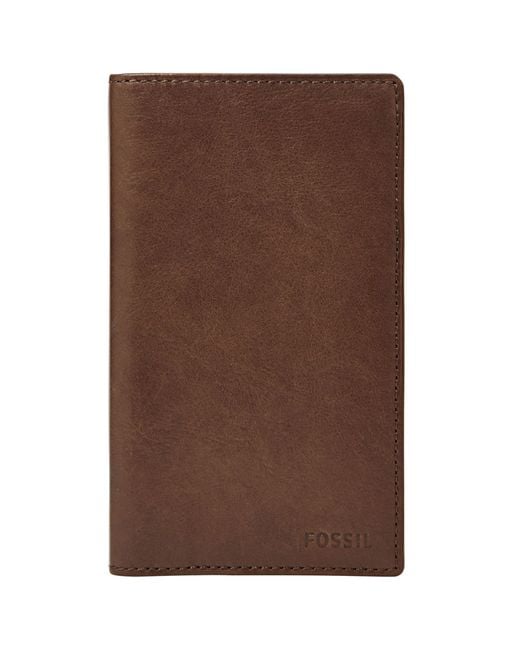 Fossil Ingram Executive Checkbook Leather Wallet in Brown for Men Lyst