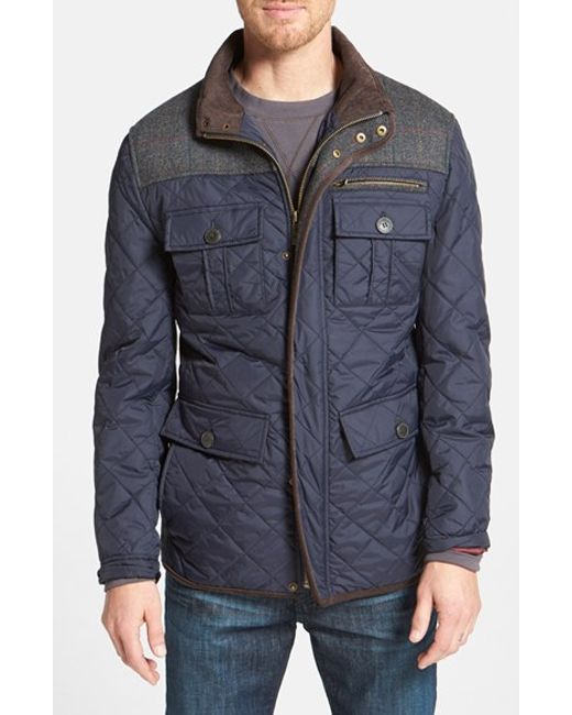 Vince camuto Diamond Quilted Full Zip Jacket in Blue for Men | Lyst