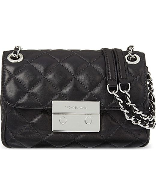 Michael michael kors Sloan Small Quilted Leather Shoulder Bag in Black | Lyst