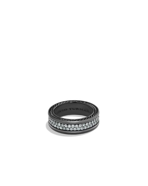 David yurman Pavé Two Row Ring With Grey Sapphire In Black Titanium in ...