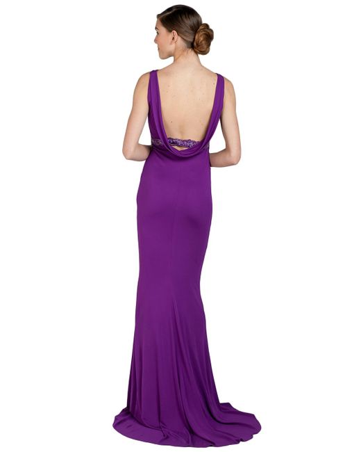 badgley mischka cowl back gown