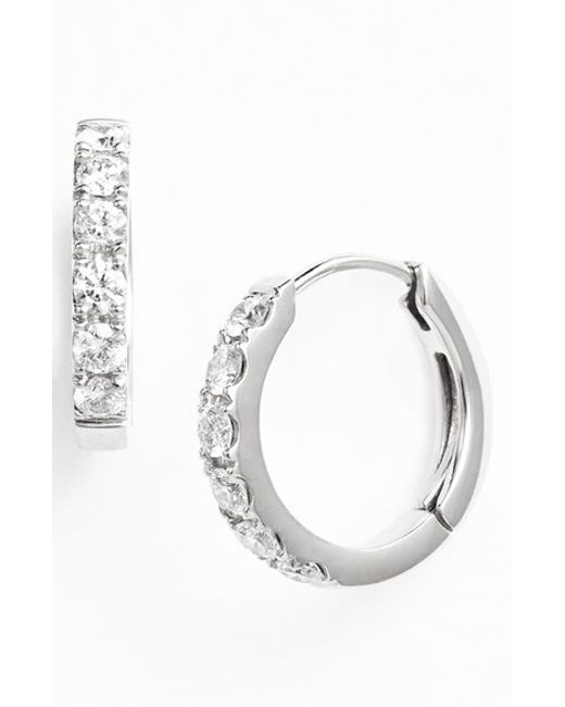 Bony Levy White Small Diamond Hoop Earrings Lyst