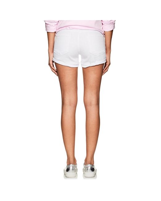 FRAME Le Cut Off Denim Shorts in White - Lyst