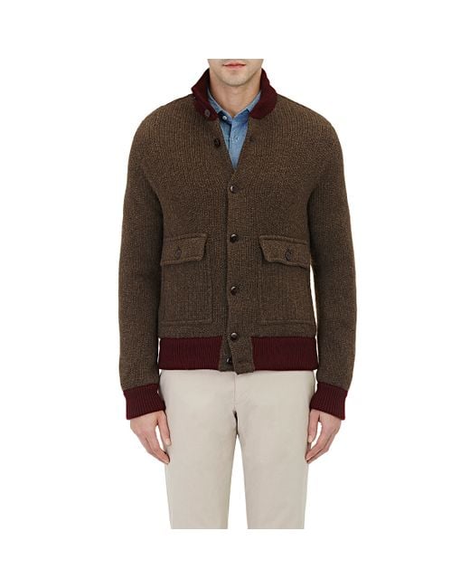 Zanone Chunky Rib-knit Sweater Jacket in Brown for Men Lyst