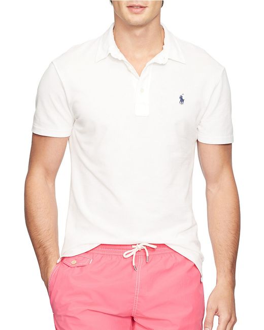 Polo ralph lauren Featherweight Polo Shirt in White for Men - Save 65% ...