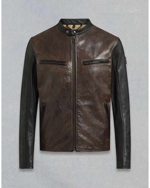 Belstaff Leather Vincent Jacket in Black/Brown (Black) for Men - Lyst