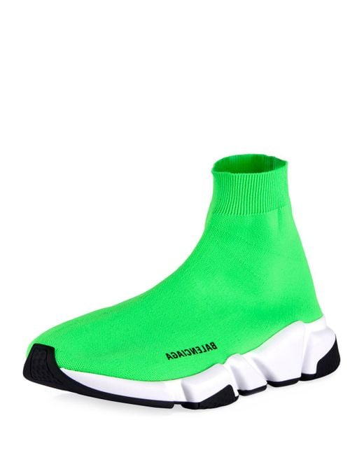 Lyst - Balenciaga Men's Speed Mid-top Trainer Sock Sneakers in Green for Men - Save 49
