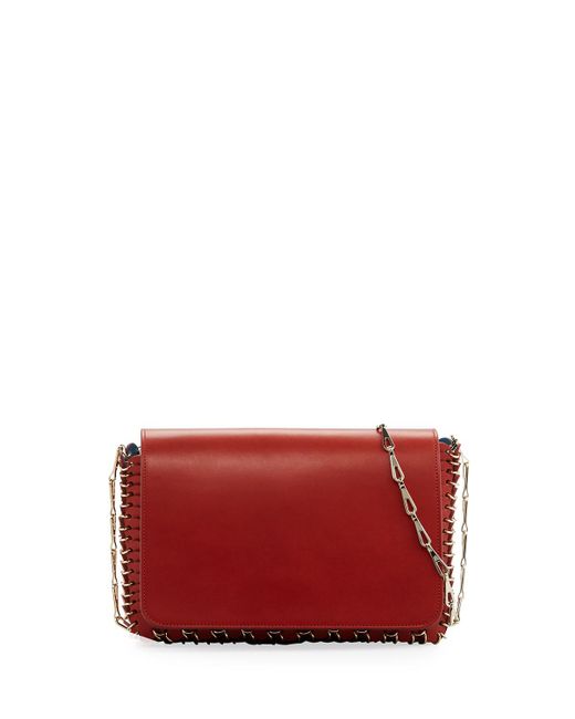 Paco rabanne Small Leather Chain Shoulder Bag in Red | Lyst