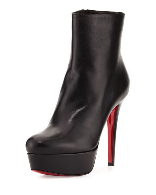 Christian louboutin Bianca Leather Ankle Boots in Black | Lyst