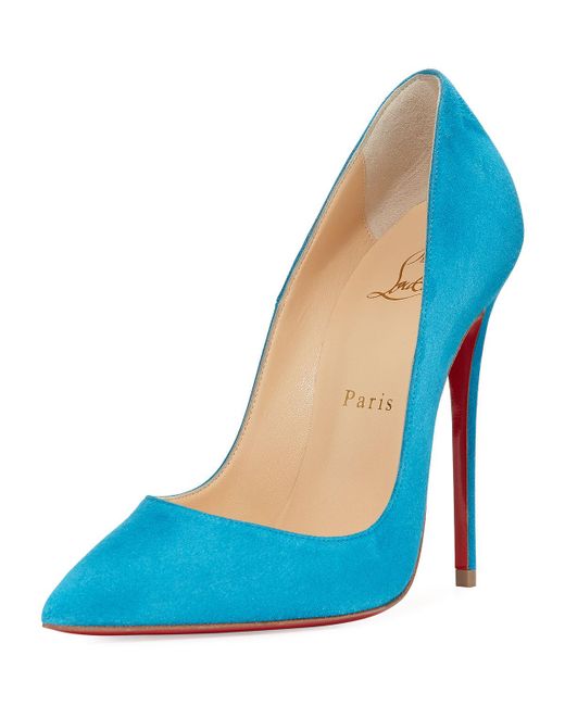 Christian louboutin So Kate Suede Red Sole Pump in Blue | Lyst