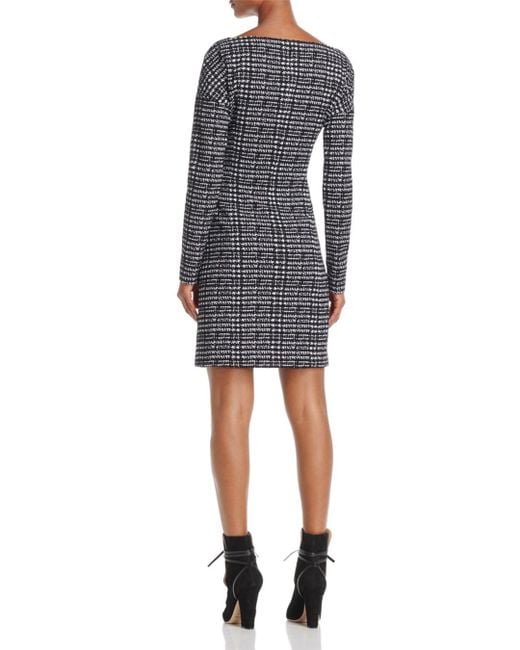 Lyst - Theory Checked V-neck Sheath Dress in Black