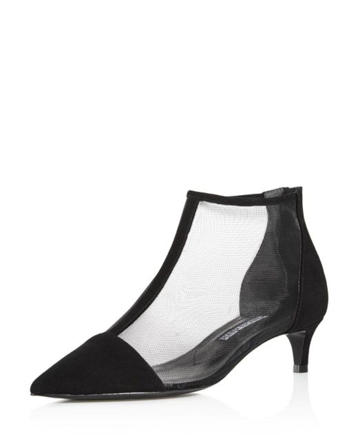 black suede pointed booties