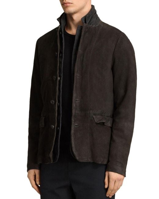 Lyst - Allsaints Survey Regular Fit Leather Blazer in Black for Men