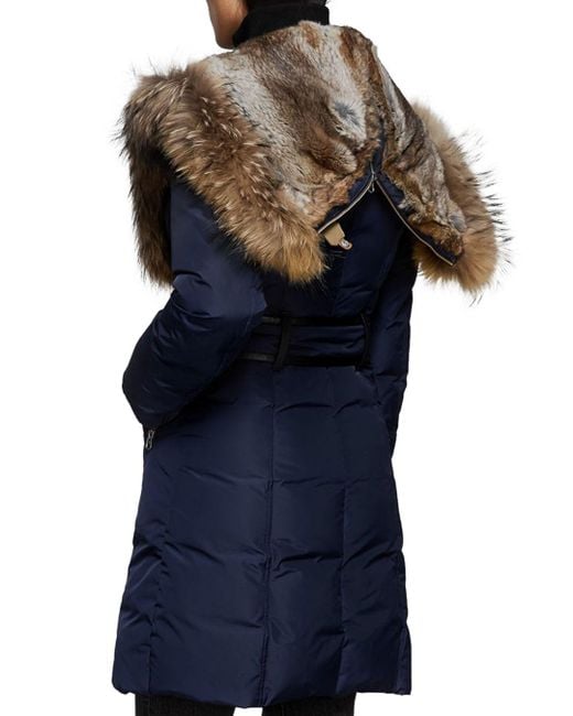 Lyst Mackage Furtrimmed Trish Down Coat in Blue Save 38.