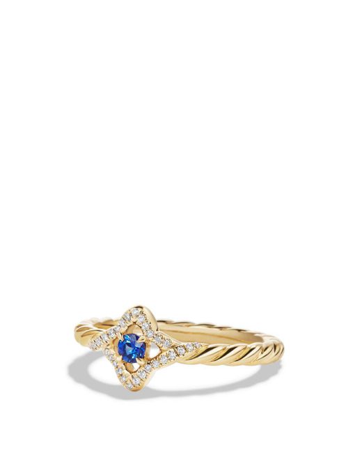 Lyst - David Yurman Venetian Quatrefoil Ring With Blue Sapphire And Diamonds In 18k Gold in Metallic