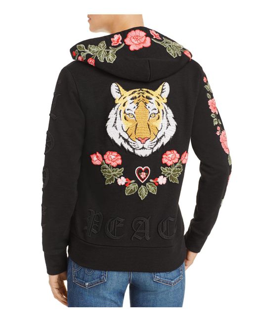 Chaser Tiger Embroidered Hoodie in Black | Lyst