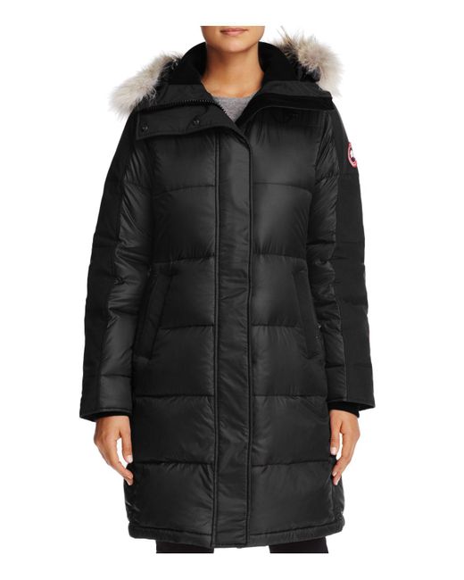 Canada goose Rowley Fur Trim Down Parka in Black | Lyst