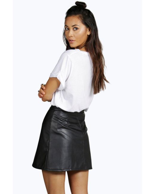 boohoo leather mini skirt
