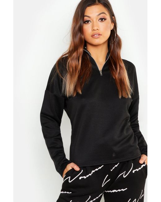 funnel neck half zip sweatshirt
