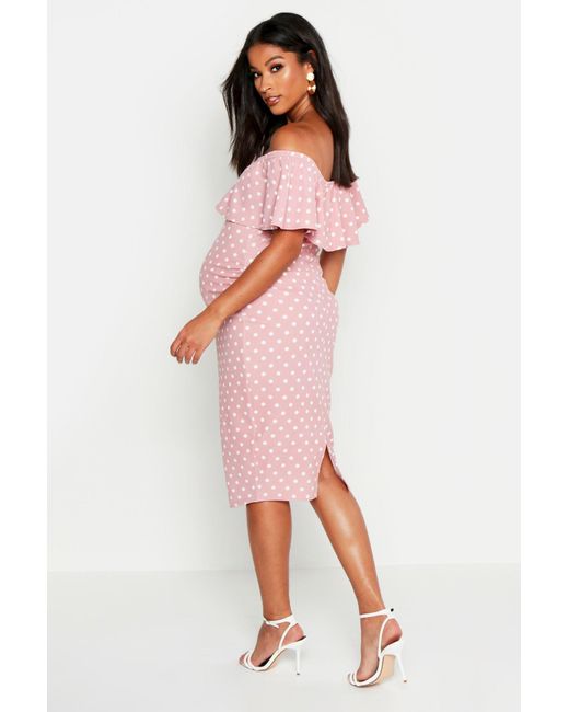boohoo maternity polka dot dress