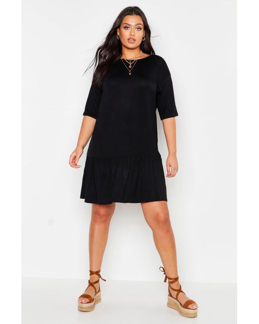 SHEIN Frill Detail Smock Dress Black Round Neck Sleeveless Short Shift Dress Women Summer High 