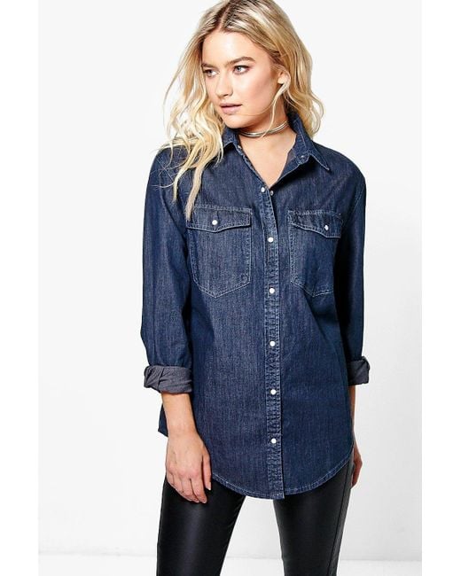 boohoo denim shirts