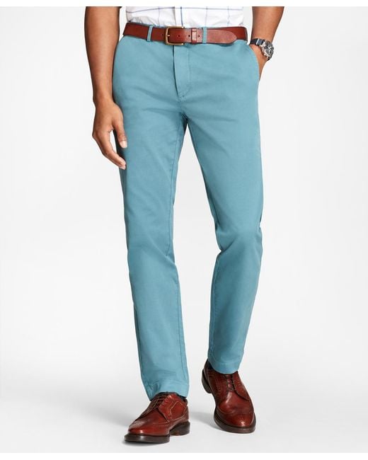 Brooks Brothers Fleece Slim-fit Garment-dyed Stretch Chinos in Teal ...