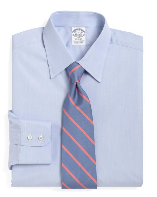 Brooks Brothers Cotton Regent Fit Tennis Collar Dress Shirt in Light ...